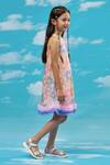 LIL DRAMA_Multi Color Polyester Foil Print Sequin Pleated Frilled Hem Dress _at_Aza_Fashions