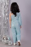 Shop Lil Drama Blue Polyester Bows Sequin Embroidered One-shoulder Jumpsuit at Aza Fashions Shop_Lil Drama_Blue Polyester Bows Sequin Embroidered One-shoulder Jumpsuit _at_Aza_Fashions
