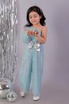 Lil Drama Blue Polyester Bows Sequin Embroidered One-shoulder Jumpsuit Online at Aza Fashions Lil Drama_Blue Polyester Bows Sequin Embroidered One-shoulder Jumpsuit _Online_at_Aza_Fashions