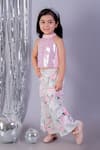 LIL DRAMA_Pink Polyester Embroidered Sequin Top And Pant Set _Online_at_Aza_Fashions