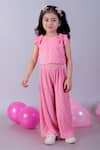 Buy_LIL DRAMA_Pink Polyester Embellished Pearl Frilled Shoulder Top And Pant Set _at_Aza_Fashions