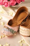 5Elements_Pink Metal Charm Indra Camel Embroidered Juttis _Online_at_Aza_Fashions