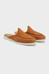 Buy_Nauvab_Brown Nagra Leather Mules _at_Aza_Fashions