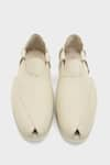 Shop_Nauvab_Off White Peshawari Leather Plain Floaters _at_Aza_Fashions