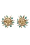 XAGO_Blue Amethyst Stone Le Manya Florin Kundan Studs _Online_at_Aza_Fashions