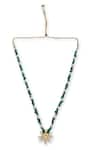 Shop_XAGO_Green Onyx Le Damaris Kundan Embellished Necklace _at_Aza_Fashions