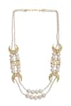 Shop_XAGO_White Pearls Le Mateo Mother Of And Kundan Embellished Necklace _at_Aza_Fashions