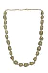 Shop_XAGO_Green Kundan Le Adina Quartz And Embellished Long Necklace _at_Aza_Fashions