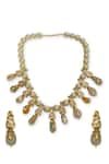 XAGO_Multi Color Kundan Le Orli Quartz And Collar Necklace _Online_at_Aza_Fashions