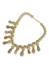 XAGO_Multi Color Kundan Le Orli Quartz And Collar Necklace _at_Aza_Fashions