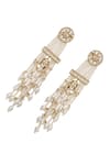 Shop_XAGO_White Pearls Le Adhrit Floret And Kundan Embellished Danglers _Online_at_Aza_Fashions