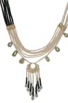 XAGO_Green Pearls Le Eos And Quartz Embellished Layered Necklace _Online_at_Aza_Fashions