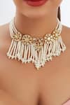 Shop_XAGO_White Pearls Le Isabel Kali Bloom Kundan And Choker _at_Aza_Fashions