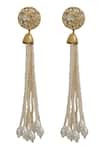 XAGO_White Pearls Le Melpomene And Kundan Chandelier Long Earrings _Online_at_Aza_Fashions