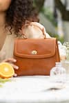 Buy_Tan & Loom_Brown Plain Mini City Satchel Bag _at_Aza_Fashions