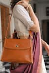 Buy_Tan & Loom_Brown Plain City Satchel Bag _at_Aza_Fashions