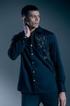 Rohit Bal_Black Embroidery Sequins Tonal Shirt _at_Aza_Fashions