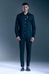 Rohit Bal_Black Embroidery Deer Botanic Motif Placed Shirt _Online_at_Aza_Fashions