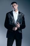 Rohit Bal_Black Embellishment Sequins Wing Tuxedo Blazer _at_Aza_Fashions