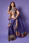 Buy_Aisha Rao_Purple Satin Organza Printed Paper Doll Sweetheart Ruffled Saree With Blouse _at_Aza_Fashions