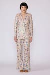 Buy_Aisha Rao_Ivory Sequin Tulle Printed Abstract Lapel Collar Blazer And Pant Set _at_Aza_Fashions