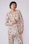 Buy_Aisha Rao_Ivory Sequin Tulle Printed Abstract Lapel Collar Blazer And Pant Set _Online_at_Aza_Fashions