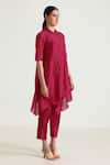 Shop_Arcvsh by Pallavi Singh_Fuchsia Viscose Linen Embroidery Thread Collar Placement Shirt Tunic And Pant Set _Online_at_Aza_Fashions