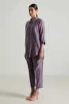 Arcvsh by Pallavi Singh_Purple Cotton Chanderi Lace Collared Detailed Shirt With Pant _at_Aza_Fashions