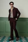 Buy_Asuka_Maroon Lachka Solid Zip-up Jacket With Pant _at_Aza_Fashions