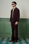 Buy_Asuka_Maroon Lachka Solid Zip-up Jacket With Pant _Online_at_Aza_Fashions