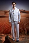 Buy_Asuka_White Herringbone Linen Woven Solid Textured Jacket With Pant _at_Aza_Fashions