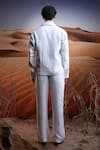 Shop_Asuka_White Herringbone Linen Woven Solid Textured Jacket With Pant _at_Aza_Fashions