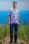 Asuka_White Habutai Silk Printed Floral Geometric Riviera Shirt _Online_at_Aza_Fashions