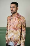 Buy_Asuka_Red Habutai Silk Printed Roman Art Shirt _Online_at_Aza_Fashions