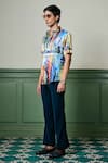 Asuka_Blue Habutai Silk Printed Skyline Symphony Shirt _Online_at_Aza_Fashions