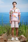 Asuka_White Linen Printed Sunset Boulevard Shirt _Online_at_Aza_Fashions