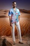 Buy_Asuka_Blue Linen Printed Riviera Escapade Shirt _at_Aza_Fashions