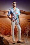 Buy_Asuka_Blue Linen Printed Riviera Escapade Shirt _Online_at_Aza_Fashions