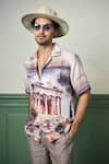 Buy_Asuka_White Linen Printed Greek Architecture Athenian Glory Shirt _Online_at_Aza_Fashions