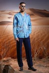 Asuka_Blue Linen Hand Painted Serene Tides Shirt _Online_at_Aza_Fashions