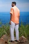 Shop_Asuka_Orange Linen Embroidery Sunset Stitch Tapestry Shirt _at_Aza_Fashions