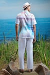 Shop_Asuka_Blue Linen Print Riviera Melody Cuban Shirt _at_Aza_Fashions