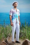 Asuka_Blue Linen Print Riviera Melody Cuban Shirt _Online_at_Aza_Fashions