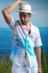 Buy_Asuka_Blue Linen Print Riviera Melody Cuban Shirt _Online_at_Aza_Fashions