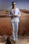 Buy_Asuka_White Linen Plain Safari Jacket With Trouser _at_Aza_Fashions