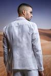 Shop_Asuka_White Linen Plain Safari Jacket With Trouser _at_Aza_Fashions