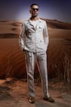 Buy_Asuka_Beige Linen Plain Dune Sirocco Safari Jacket With Trouser _at_Aza_Fashions