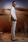 Buy_Asuka_Beige Linen Plain Dune Sirocco Safari Jacket With Trouser _Online_at_Aza_Fashions