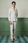 Buy_Asuka_White Linen Plain Desert Mirage Safari Jacket With Trouser _at_Aza_Fashions