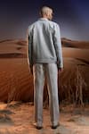 Shop_Asuka_Grey Self Stripe Linen Wanderer Trucker Jacket _at_Aza_Fashions